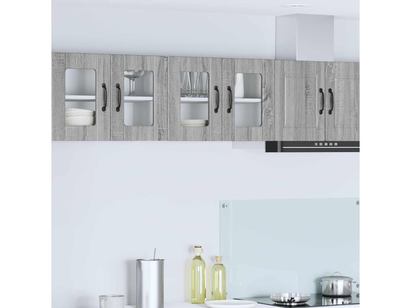  Meuble mural de cuisine, cabinet en verre mural gris sonoma 60x31x40cm  - Conforama B