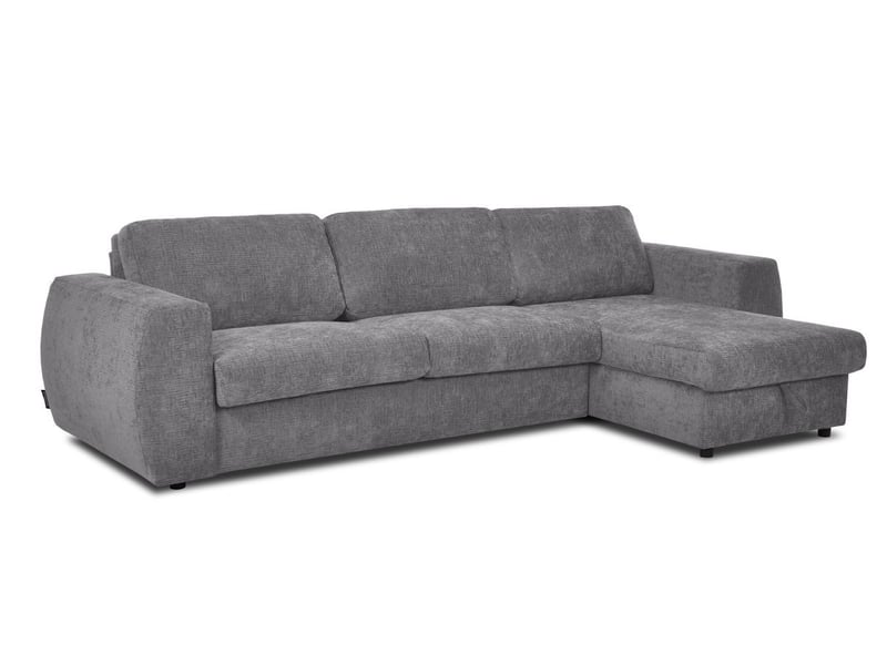 Bobochic canapé d'angle réversible convertible coffre hugo ouverture express tissu texturé gris foncé 140x190 réversible HUGO - Conforama A