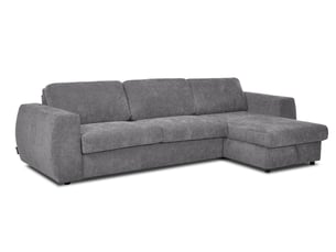 Canapé d'angle réversible convertible BOBOCHIC HUGO 4 places Tissu gris avec coffre de rangement