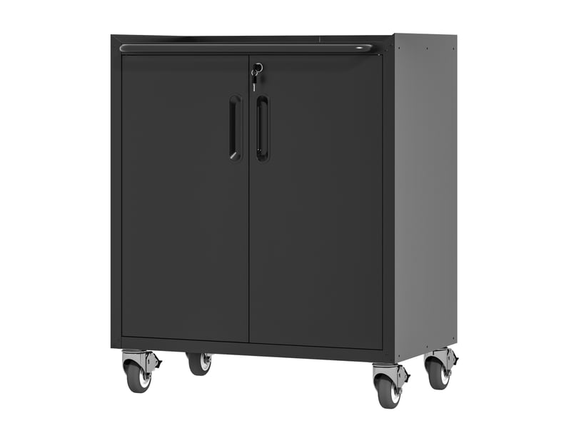  Armoire à outils mobile 75 x 42 x 88 cm noire en métal, étagères réglables et serrure pour atelier  - Conforama D