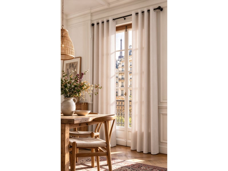 Lot de 2 rideaux à œillets 140 x 240 cm victoria fils teints jacquard - Conforama A