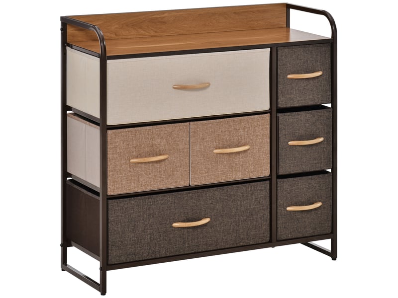  Commode 7 tiroirs en tissu et cadre en métal 80 x 29 x 78,5 cm  - Conforama B