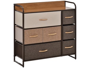 Commode 7 tiroirs en tissu et cadre en métal 80 x 29 x 78,5 cm