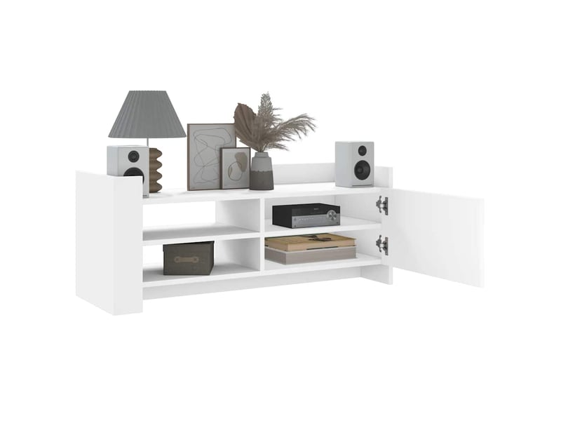  Meuble tv - banc tv - meuble de rangement blanc 100x35x40 cm bois d'ingénierie  - Conforama C