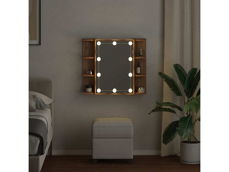  Armoire à miroir avec led chêne artisanal 70x16.5x60 cm  - Conforama D