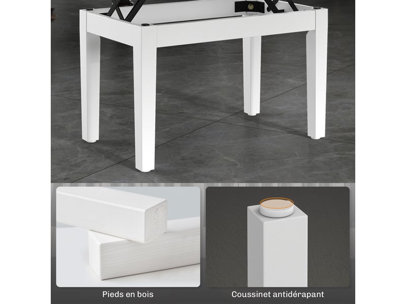  Banc de piano, banc de clavier réglable en hauteur en bois massif, compartiment de rangement, 55 x 33 x 48-58 cm blanc  - Conforama W