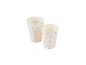 Lot de 6 gobelets en carton – blanc et doré