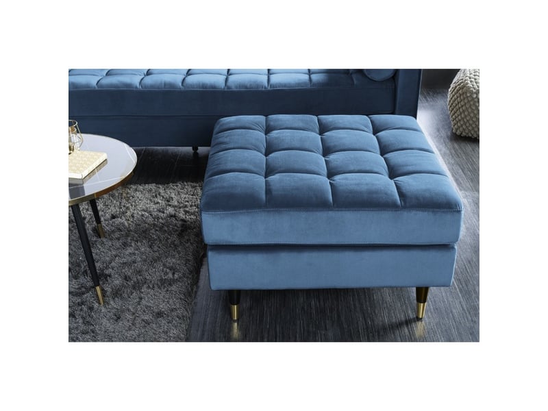  Pouf koliri bleu turquoise – design carré en velours capitonné  - Conforama D