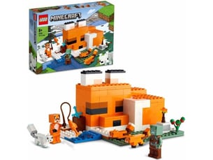 21178 minecraft le refuge du renard, jouet de construction maison, enfants des 8 ans, set avec figurines zombie, animaux