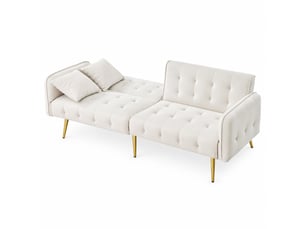 Canapé droit convertible <strong>MODENVIE</strong> <strong></strong> 2 places Velours blanc