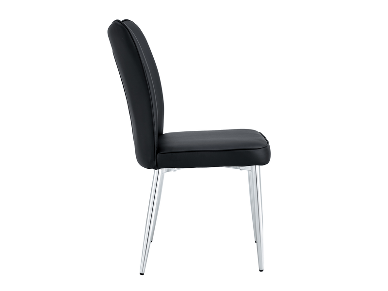 Lot de 2 chaises de salle à manger en similicuir pu noir, pieds en métal argenté W3658P368313 - Conforama B