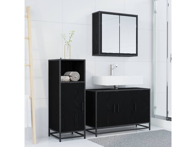  Ensemble de mobilier de salle de bain 3 pc chêne noir cf64346  - Conforama C