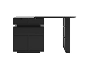 Table de bar extensible noire 115-183×40×99 cm, îlot cuisine, led, rangement, rotation 360°, bar mobile