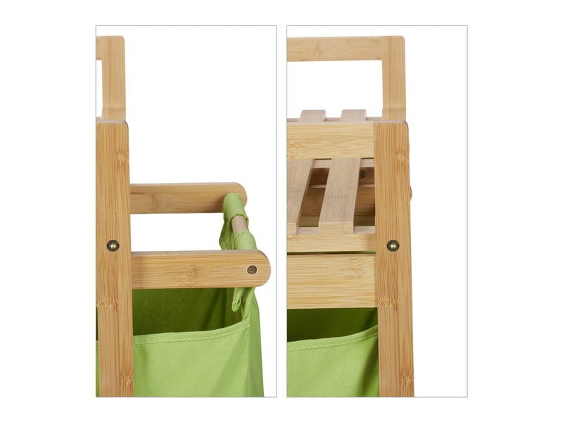  Meuble à linge en bambou pratique pour salle de bain avec 2 sacs amovibles 80 x 40 x 60 cm en bambou naturel 13_0013417  - Conforama C