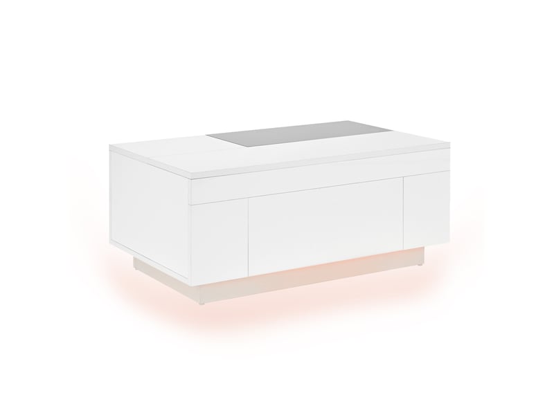  Table basse led moderne extensible, table basse noir et blanc avec tiroir de rangement, 80x50x35.5cm  - Conforama R