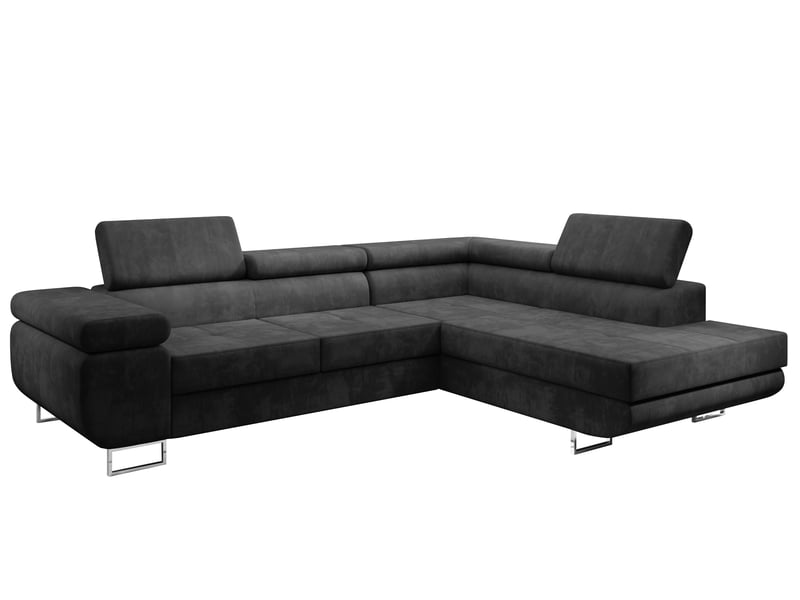Canapé d’angle kanya gris 275 cm convertible avec coffre droite Kanya - Conforama A