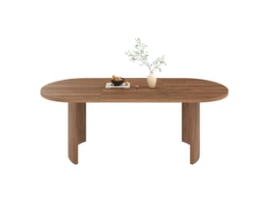 Table à manger 200x90 cm – noyer – plateau mdf 28 mm aux angles arrondis, pour 6 à 8 personnes – style moderne