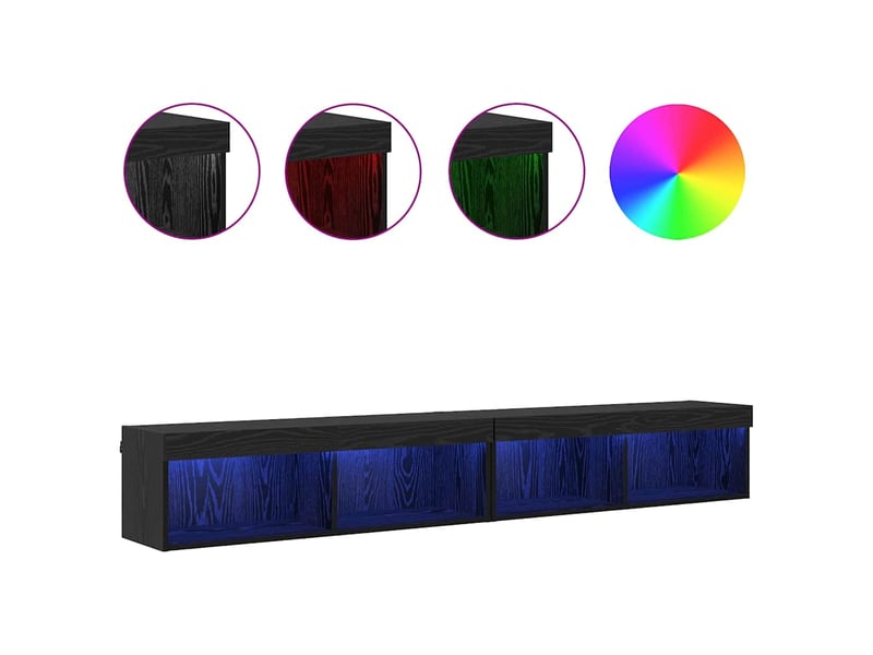  Ensemble meuble tv - banc tv - meuble de rangement 2 pcs chêne noir bois d'ingénierie  - Conforama D