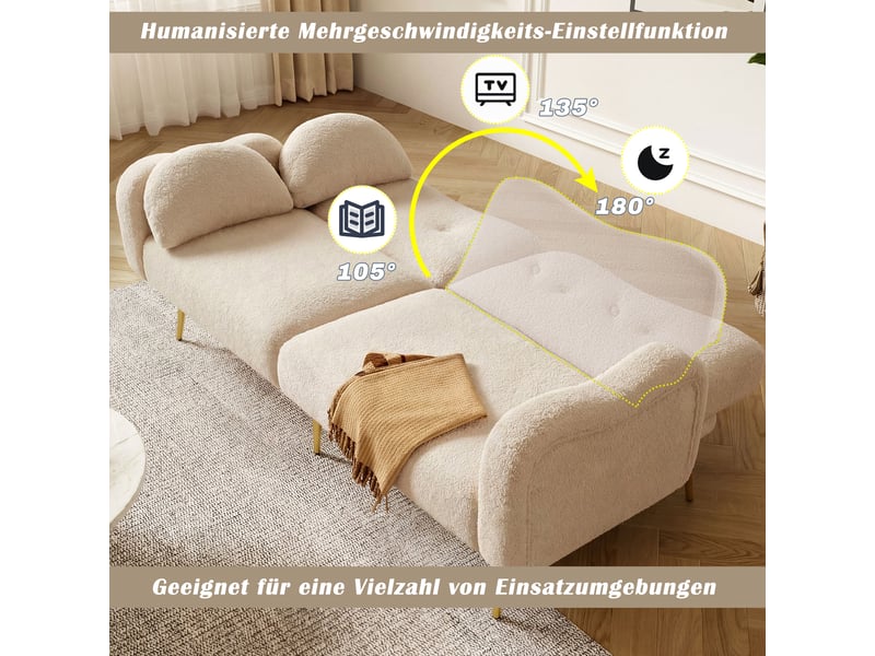  Canapé convertible, canapé-lit, dossier réglable, pieds en métal, 2 en 1, design moderne, mobilier pour espace de vie, 2 places  - Conforama W