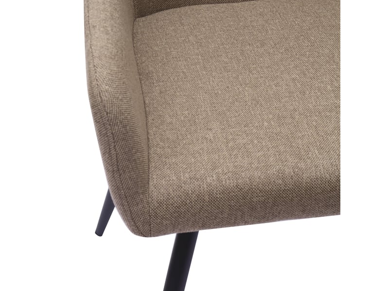 Lot de 2 chaises de salle à manger,avec accoudoirs et pieds métal,tissu,kaki  - Conforama E