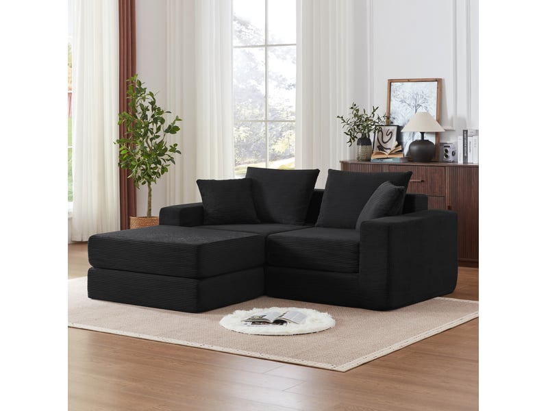  Canapé modulable 3 places 187x96x80 cm noir, socle antidérapant  - Conforama D