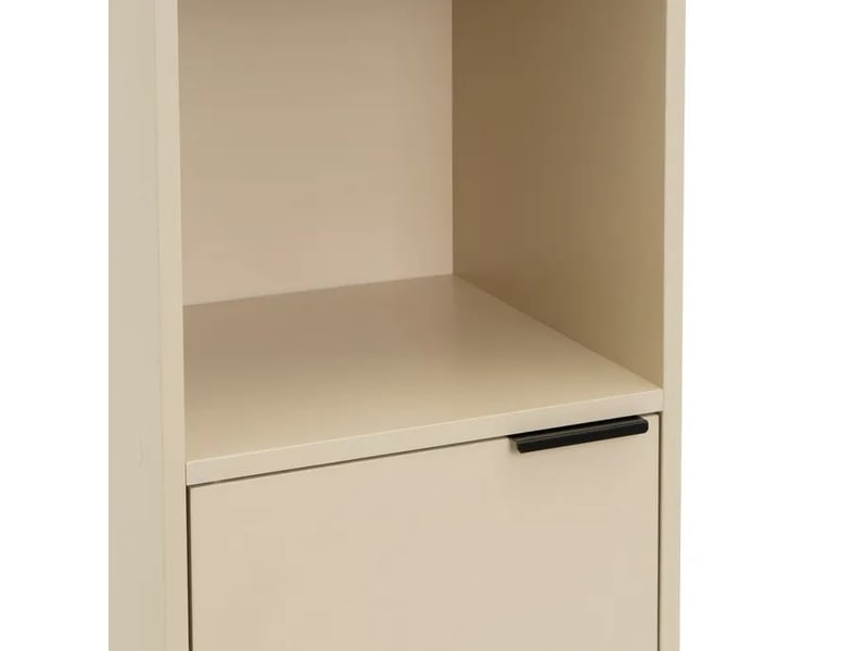  Table de chevet meuble de rangement à 1 niche et 1 porte, coloris greige - longueur 31 x profondeur 29 x hauteur 61 cm  - Conforama D