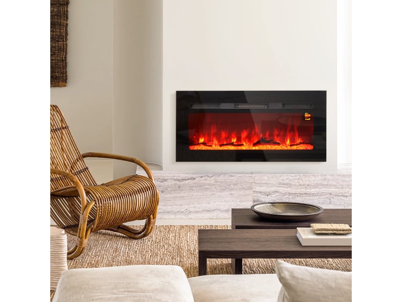  Cheminée électrique murale noire 1800 w avec télécommande  - Conforama C