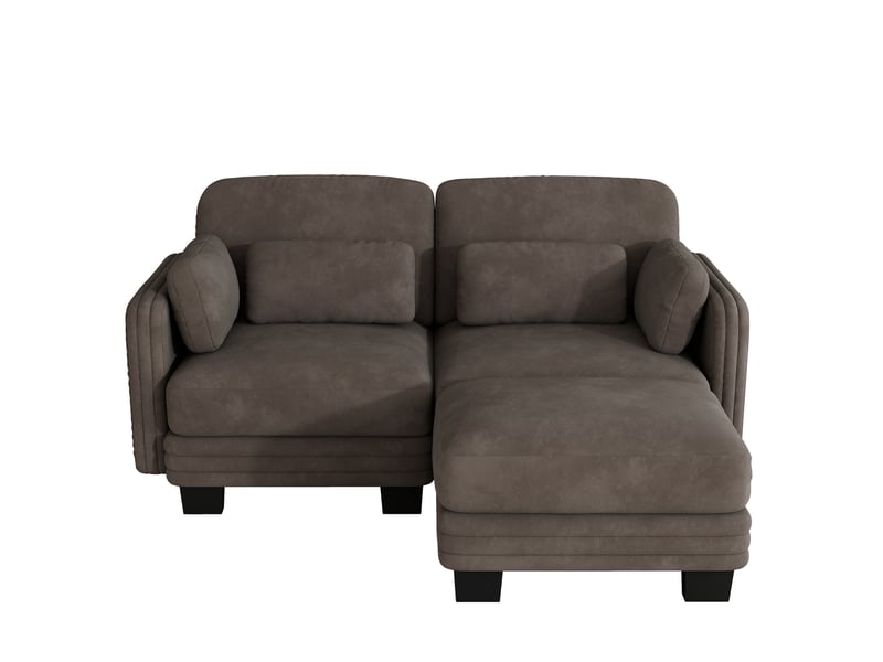  Canapé d’angle modulable 2 places 176x143x88 cm chenille marron  - Conforama D