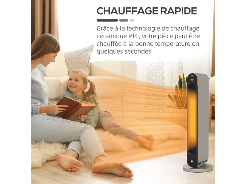  Chauffage soufflant oscillant 2200w mini radiateur céramique ptc avec télécommande  - Conforama C