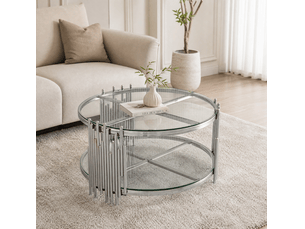 Table basse rond(e) coloris argenté REDOM - 80 cmx80 cm