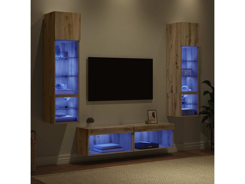  Unité murale de tv 6 pcs chêne artisanal bois d'ingénierie shl46318  - Conforama E