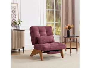 Fauteuil de salon 127x73x90cm – pas d'accoudoirs - avec repose-pieds rétractable, dossier inclinable et coussin lombaire – velours côtelé - rouge