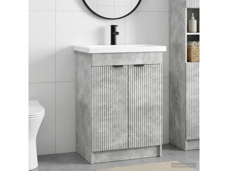 Ensemble de mobilier de salle de bain gris béton shl632 - Conforama B