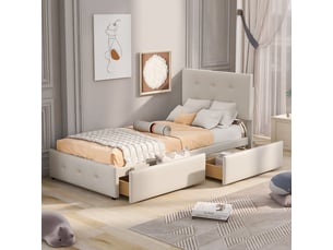 Lit simple 90x200 cm <strong>SHOPENTRA</strong>  <strong></strong> coloris beige