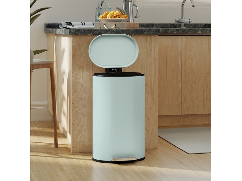  Poubelle de cuisine 30 l à pédale verte en métal avec couvercle soft-close, compacte pour votre intérieur  - Conforama B