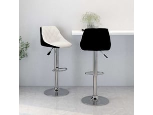 Lot de 2 tabouret de bar, chaise de bar blanc et noir similicuir