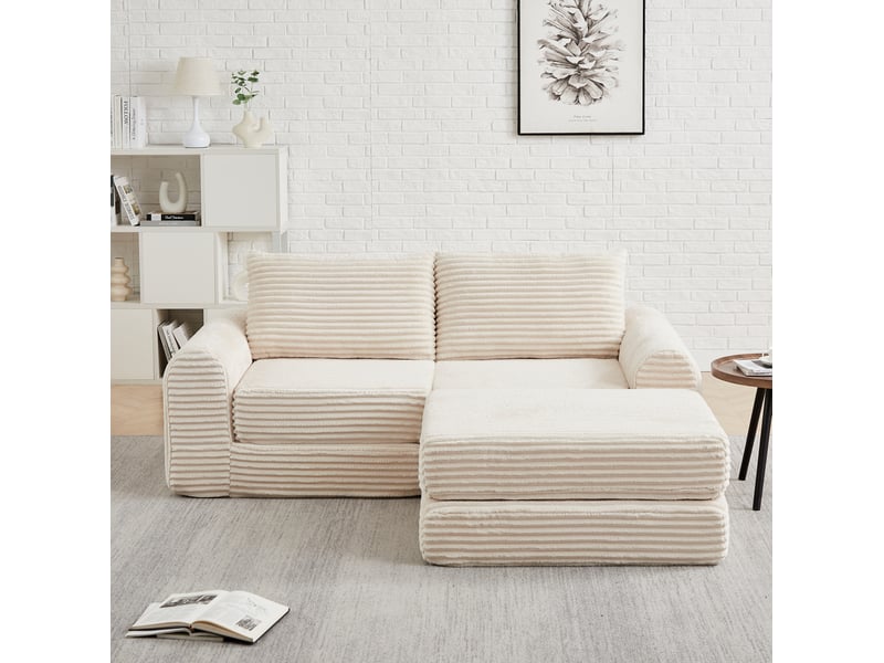  Canapé-lit modulable 2 places 194x169,5x74 cm beige  - Conforama C