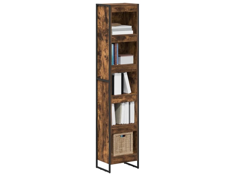  Bibliothèque, armoire à livres 40 x 30 x 189,5 cm bois d'ingénierie chêne fumé  - Conforama C