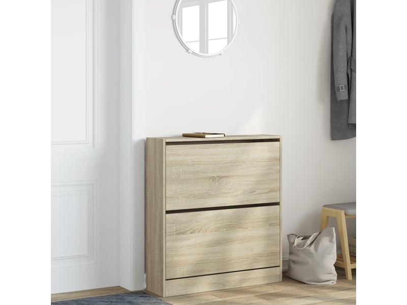 Meuble à chaussure, armoire à chaussures chêne sonoma 80x21x87,5 cm bois ingénierie  - Conforama C