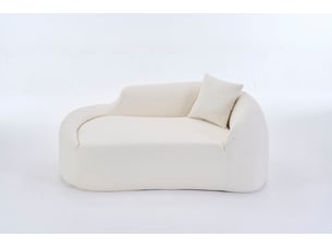 Méridienne 2 places en chenille blanc, assise profonde, 1 coussin