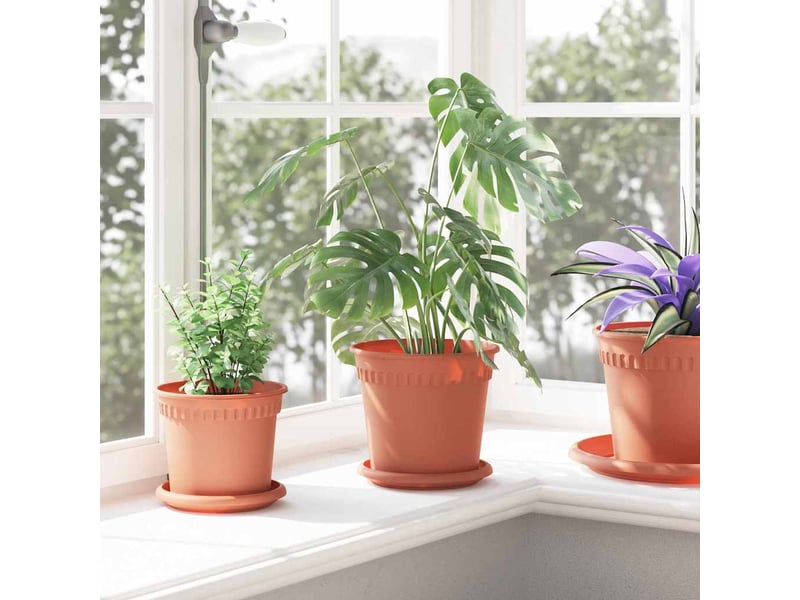 Jardinière - pots de plantes 24 pcs rouge brique plastique  - Conforama D