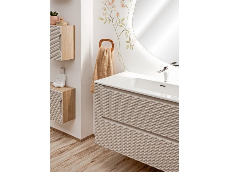 Meuble sous vasque yoka – beige et chêne clair 90 cm - Conforama C
