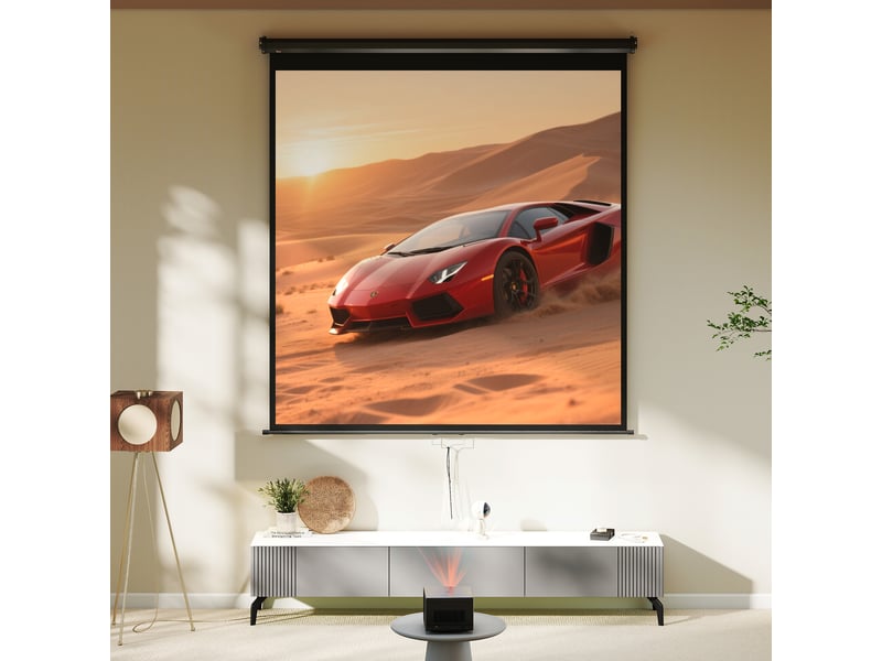  Écran de projection tv et home cinema de 99 pouces projecteur vidéo 1:1 4k hd, 178l x 178h cm  - Conforama W