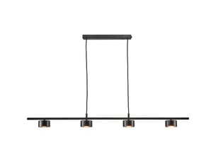 Suspension spot minimaliste scandinave, clyde 4-rail en métal noir, ip20, nordlux