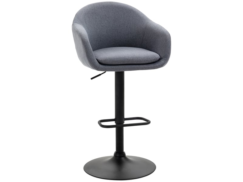  Tabouret de bar avec repose-pieds ; hauteur réglable, aspect lin, 54 cm x 54 cm x 112 cm, gris  - Conforama A