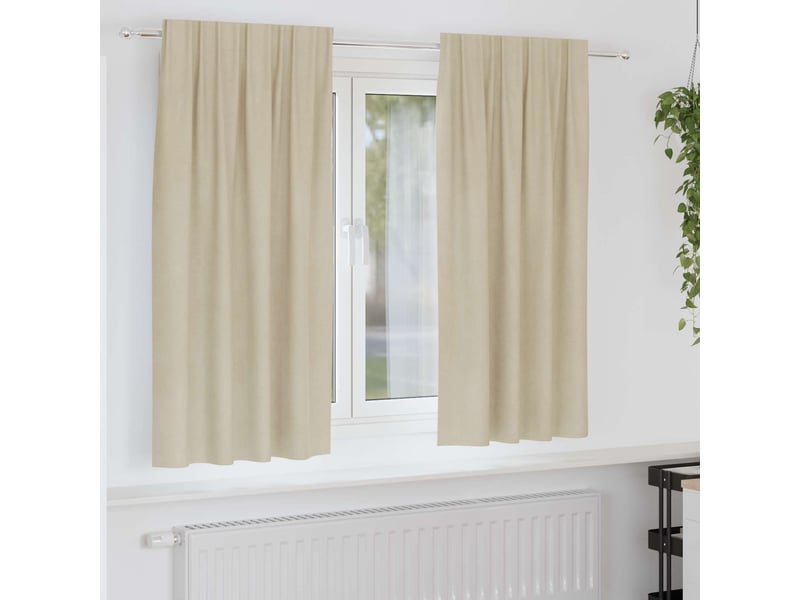 Lot de 2 rideaux, rideaux de fenêtre crème 140 x 175 cm velours cf44019 - Conforama B