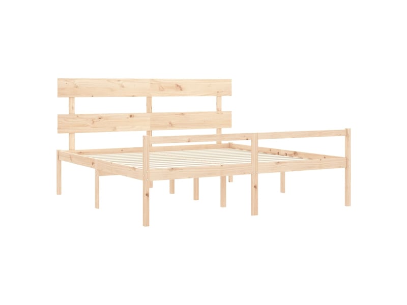  Lit double- lit adulte -  lit pour personne âgée et tête de lit 200x200 cm bois massif  - Conforama D