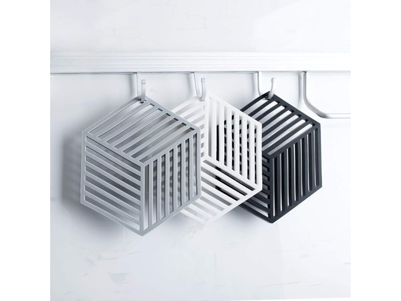 Lot de 3 dessous de plats kitchen pot coaster de protection en silicone (noir, raya hexagonal: 160x138x8mm) - Conforama C