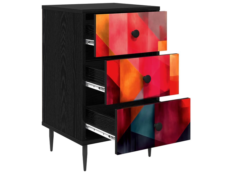  Table de chevet - cabinet de chevet - table de nuit heesch chêne noir 36 x 33 x 61 cm  - Conforama C
