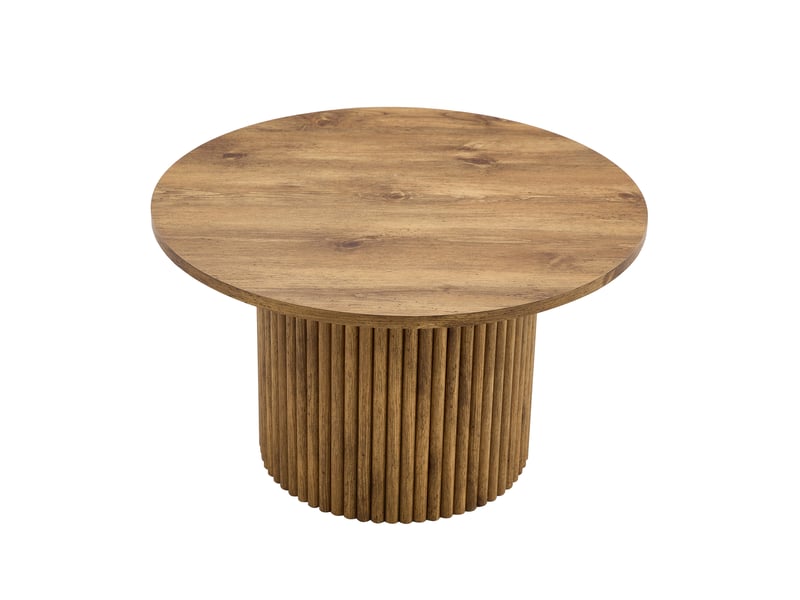  Table basse ronde en mdf, ø70 cm, design colonne romaine, cadre en métal, style rétro  - Conforama D